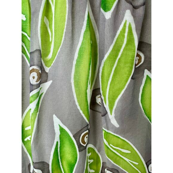 Vince. Size 8 Empire Waist Silk Mini Dress Gray Green Sundress Leaf Leaves Boho - Picture 5 of 11